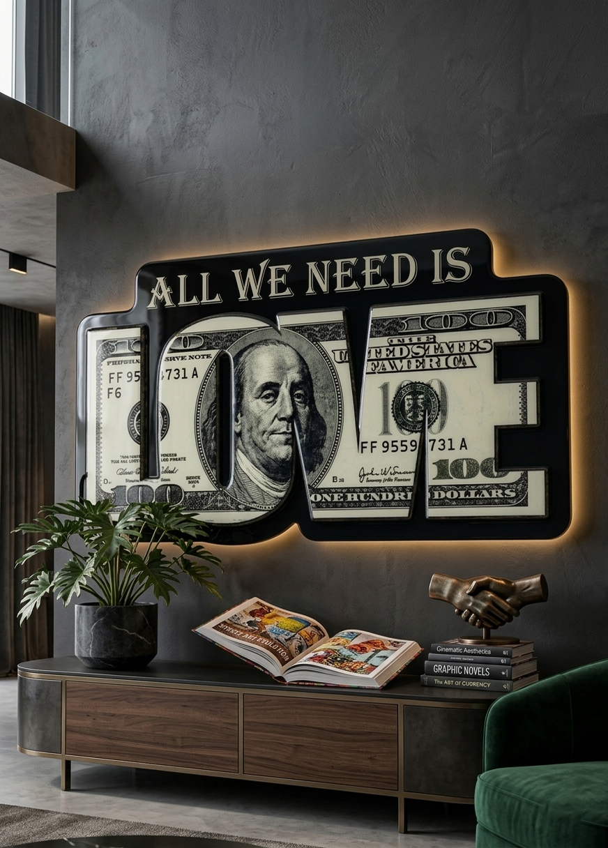 **لوحة مضيئة فخمة – "All We Need Is Love"**